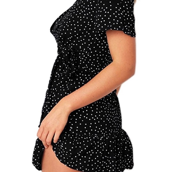 Women Short Sleeve Print Dress V Neck Casual Short Dress (SIZE LARGE) - Picture 2 of 5